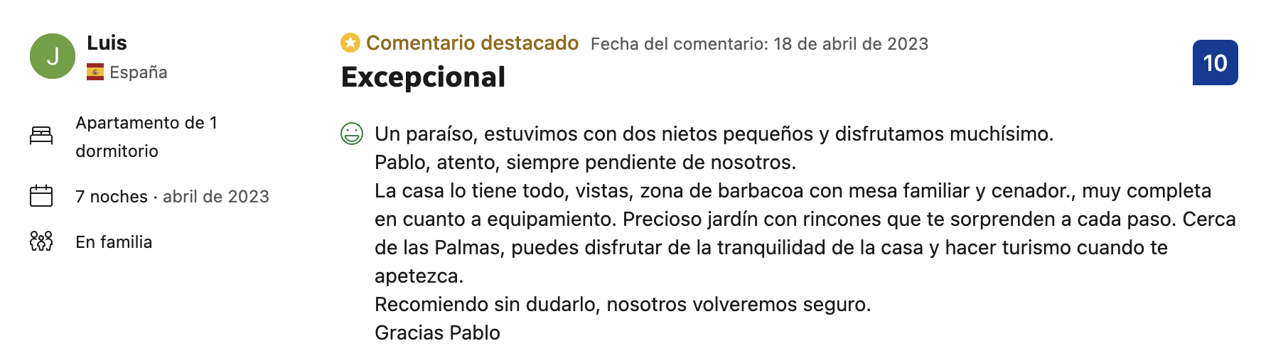 comentario en español